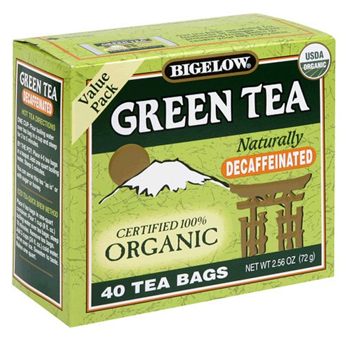 Bigelow Decaffeinated Organic Green Tea, 40-Count Boxes (Pack of 6)