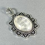 Silver Plated Crystal Sunburst Pendant - Ladies Necklace Charm with Lucite St...