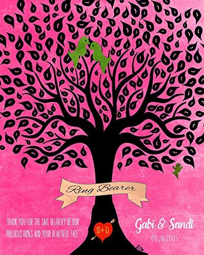 Gift For Ring Bearer Personalized Thank You From Bride and Groom 8x10 Custom Art Print Pink Black Green