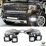 iJDMTOY 4x CREE High Power LED Fog Light Kit w/ Bumper Metal Mounting Brackets For 2010 2011 2012 2013 2014 Ford F150 Raptor