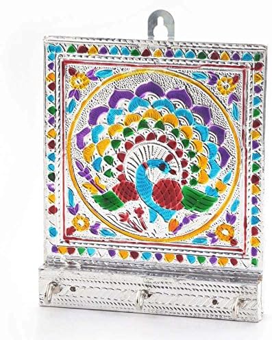 Little India Jaipuri Meenakari Designer 3 Key Stand Silver