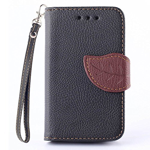 Samsung GALAXY Young 2 G130H Case, IVY Black - Leaves Magnetic Snap Series Wallet Card Flip Synthetic Holster Leather Stand With Lanyard Case Cover Skin For Samsung GALAXY Young 2 G130H