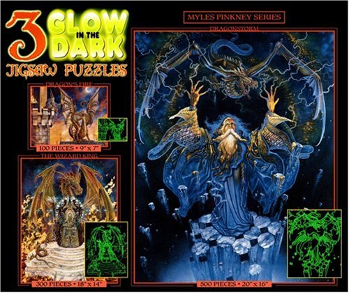 61C9N98VEEL 3 in 1, 100/300/500 Pieces Glow in the Dark Fantasy Puzzle