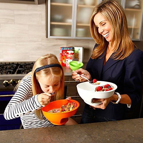 Obol - The Original Never Soggy Cereal Bowl / With The Spiral Slide Design 'n Grip - Large Red (Set of 2)