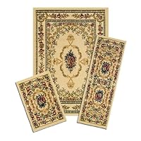 Achim Home Furnishings Capri 3-Piece Rug Set, Savonnerie - White