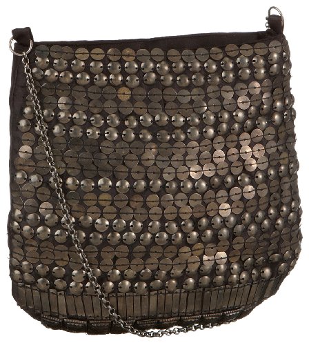 Contempo Tasche 1514-04, Damen Umh&auml;ngetasche, schwarz, (schwarz), 28x13x4,5