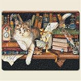 Literary Library Cats Small Tempered Glass Cutting Board 8 by10