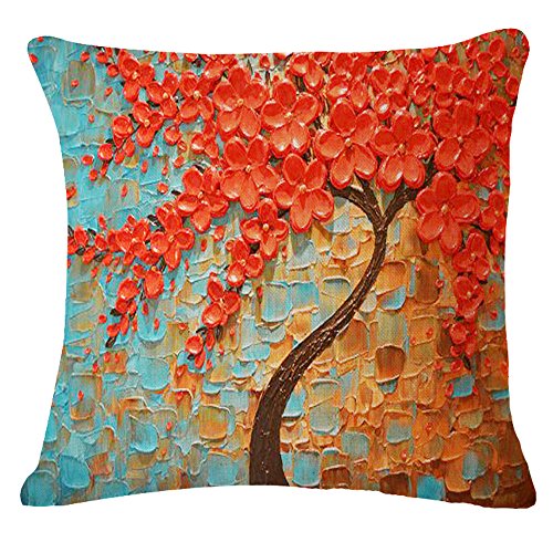 Oil Painting Black Large Tree and Flower Birds Cotton Linen Throw Pillow Case Cushion Cover Home Sofa Decorative 18 X 18 Inch (Brown Tree) Oil Painting Black Large Tree and Flower Birds Cotton Linen Throw Pillow Case Cushion Cover Home Sofa Decorative 18 X 18 Inch (Brown Tree)