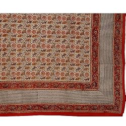 Linen Bed Sheet Cotton Block Print Queen Size (bshtd617)