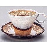 コーヒーカップソーサー　紫フラワー三角　和陶器　美濃焼