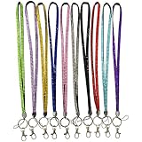 PEPPERLONELY Brand, Rhinestone Crystal Lanyard ID Badge Keychain Holder, Sold Per Pack of 10