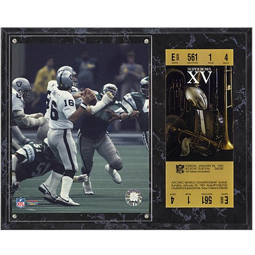Mounted Memories Oakland Raiders Super Bowl XV Jim Plunkett Plaque with Replica Ticket