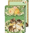 Victorian Kittens Floral Embellish magnet Mini Notepad