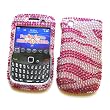 BlackBerry Curve 3G 9300 (T-Mobile) & Gemini Curve 8520 & 8530 Snap-on Protector Hard Case Rhinestone Cover "Pink Wave" Design