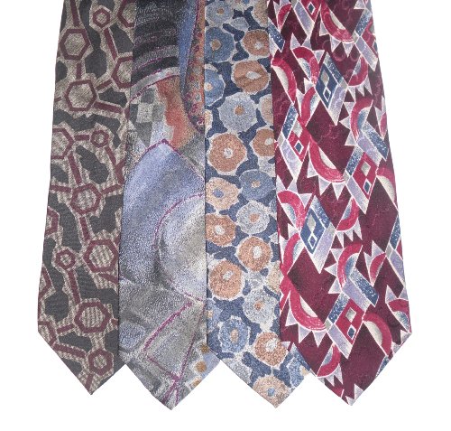 Neck Tie Lot of 4 Mens Art Decor and Geometric Neckties
