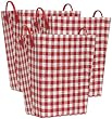 Bright Cotton Fabric Covered Checked Laundry Baskets with Leatherette Handles 16"x12"x20" Set of 3