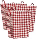 IMAGE OF Bright Cotton Fabric Covered Checked Laundry Baskets with Leatherette Handles 16