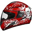 AFX Skull Adult FX-100 Full Face Motorcycle Helmet w/ Free B&F Heart Sticker Bundle - Red