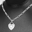 Sterling Silver CZ Necklaces - Heart - Chain: 17"/ Height: 30mm
