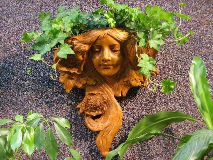 ART NOUVEAU Decorative WALL Plaque PLANTER Pot WEATHERED BRONZE Finish OUTDOOR Indoor GARDEN Statuary CAST CEMENT Made in the USA