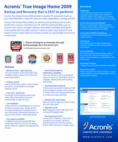 Acronis True Image Home 2009 PC Backup & Recovery