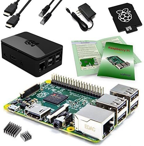 Raspberry Pi 2 Model B Core Starter Kit - Includes Raspberry Pi 2 Model B, Premium Black Case, Power Supply, Ethernet, HDMI, NOOBS MicroSD Card and Heat Sinks