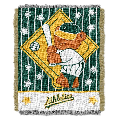 MLB Oakland Athletics 36-Inch-by-46-Inch Woven Jacquard Baby Throw
