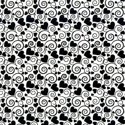 Fusible Glass Decal - Hearts with Swirls Design - Black Enamel