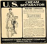 1907 Ad U S Cream Separator Vermont Farm Machine Co - Original Print Ad