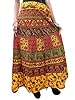 Indian Wrapskirt - Yellow Ethnic Printed Cotton Long Maxi Beach Wrap Around Skirt