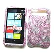 HTC HD7 (T-Mobile) Snap-on Protector Hard Case Rhinestone Cover "Pink Love" Design