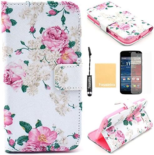 Moto X Case,Focusonbox(TM) Premium PU Leather Stand Wallet Type Magnet Design Flip Case Cover for Motorola Moto X (1st Generation), with Screen Protector, Stylus and Cleaning Cloth YB28