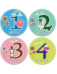 Baby Product: 2 Sets of 12 Baby Monthly Stickers by Born & Beyond - 2 Identical Monthly Baby Stickers For Each Month Let You Reuse It Again and Again; 4" Baby Month Stickers For Great Pictures; Baby Shower Gift - Born & Beyond