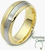 Platinum and 18 Karat Gold 6mm SPINNING Comfort Fit Wedding Band Ring