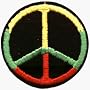 Rasta Tri-Colored Peace Sign - 3 inches -Embroidered Iron On or Sew On Patch (Reggae)