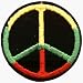 Rasta Tri-Colored Peace Sign - 3 inches -Embroidered Iron On or Sew On Patch (Reggae)
