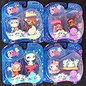 Set of 8 Littlest Pet Shop Pets - Greyhound & Bulldog - Yorki & Guinea Pig - Cat & Dove - Octopus & Fish