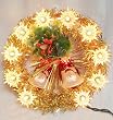 7" Lighted Gold Tinsel Wreath Christmas Tree Topper - Gold Lights