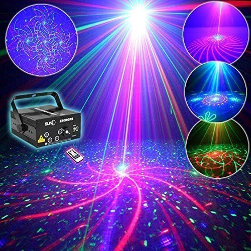 SUND Mini Remote 5 Lens 80 Patterns Blue LED Stage Lighting DJ Show Light Green Red Blue Home Professional Light Xmas Party Decorations(Z80RGRB)