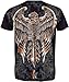 Sakkas Eagle Perched on a Sword Metallic Silver Embossed Cotton Mens T-Shirt