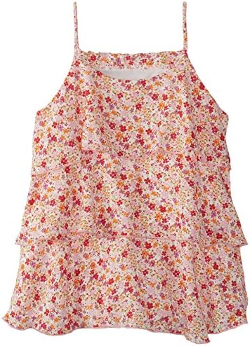 Love Daisy Big Girls' Tiered Tank Top, Peach/Multi, Small