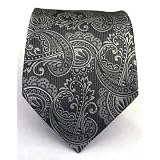 100% Silk Woven Charcoal Paisley Tie