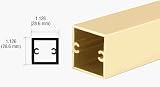 CRL 1-1/8 Bright Gold Anodized Square Tubing for Partition Post - 12 ft. Long