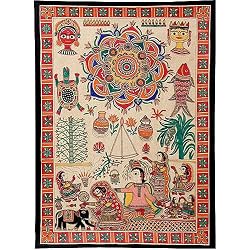 Madhubani Painting Home Decor Organic Color Paper 22 x 30 inches (madht303)