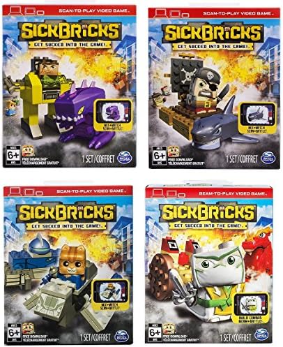Sick Bricks, Big Sick Hero's vs Monsters Character 4 Pack- Bucky Blastoff vs Berserker Bot, Major Blazer vs Xenomax Alien, Captain Blockbeard vs Greatbite Shark &amp; First Ninja vs Dragon Breath