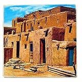 Pueblo Village Square Stone Coaster Set