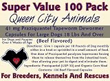 Queen City Animals Beef Flavored Praziquantel Tapeworm Wormer Capsules For Dogs 18 Pounds And Over. *** Super Value 100 Pack *** One Hundred Capsules. The Same Active Ingredient As The Major National Brands! For Medium to Large Dogs. Not For Little Dogs.