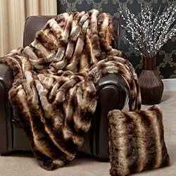 SAFARI CHINCHILLA FAUX FUR THERMAL THROW BLANKET