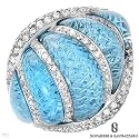Novarese&Sannazzaro ! Made in Italy Stunning Handmade Ring 18.11ctw Super Clean G/VS Diamonds and Topaz Made of 18K White Gold