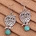 YAZILIND Special Design Round Turquoise Cute Owl Dangle Pendant Earrings